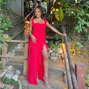 House of CB Ariela Ruffle Side Slit Gown